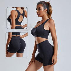 Women's Seamless Yoga Set: Vest, Shorts