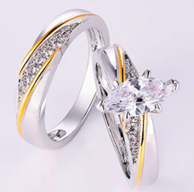 Sterling Silver Princess CZ Wedding Set