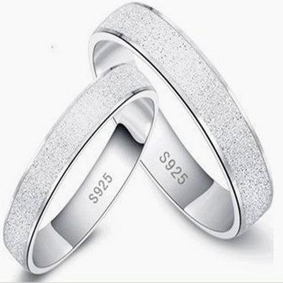 925 Sterling Silver Frosted Couple Ring