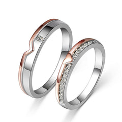 Sterling Silver Romantic Couple Rings Set