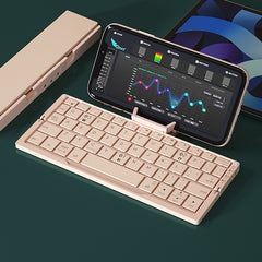 Mini Folding Bluetooth Keyboard Wireless Keypad With Stand Rechargeable Foldable Keyboard For Phone Tablet