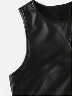 Patent Leather Irregular Shoulder Vest