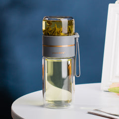 Glass Water Bottle With Tea Infuser Filter Tea Separation Leakproof