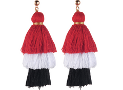 Cotton Tassel Three-Layer Gradient Color Tassel Earrings