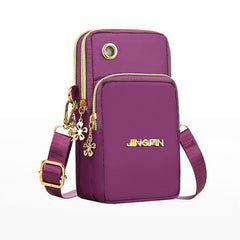 3-Layer Zip Design Phone Shoulder Bag