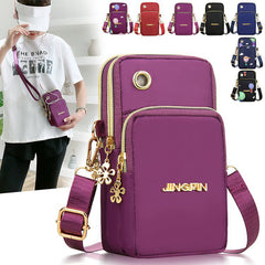 3-Layer Zip Design Phone Shoulder Bag