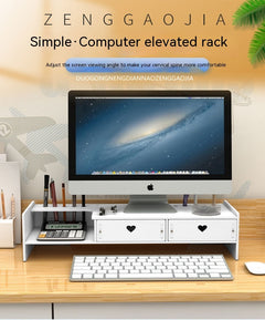 Desktop Computer Riser With Drawer Storage