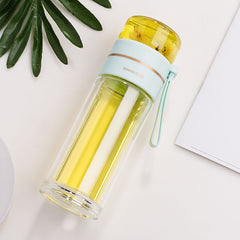 Glass Water Bottle With Tea Infuser Filter Tea Separation Leakproof