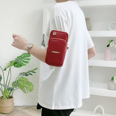 3-Layer Zip Design Phone Shoulder Bag