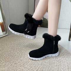 Warm Buckle Design Snow Boots