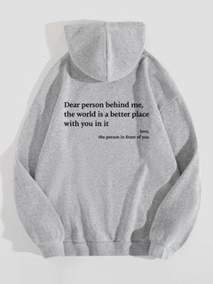 Printed Pocket Hoodie Unisex Trendy