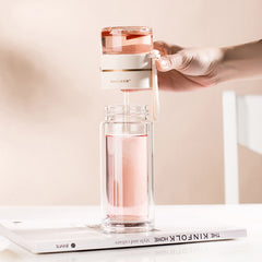 Glass Water Bottle With Tea Infuser Filter Tea Separation Leakproof