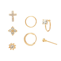 Cross Sun Lock Earrings Set