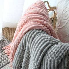 Nordic Knitted Blanket Woolen, Bubble Blanket, Sofa Blanket