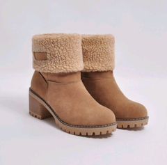 Mid-Tube Thick Heel Suede Snow Boots