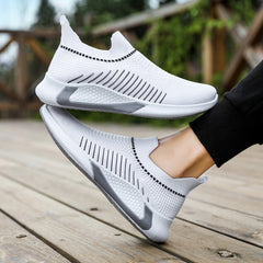 Men's Striped Mesh Slip-on Sneakers