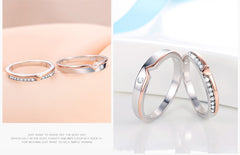 Sterling Silver Romantic Couple Rings Set