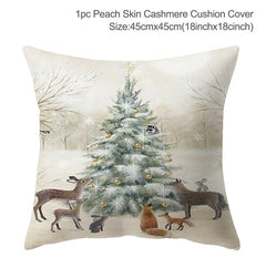 Christmas Elk Tree Cushion Cover