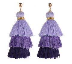 Cotton Tassel Three-Layer Gradient Color Tassel Earrings