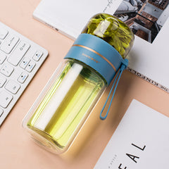 Glass Water Bottle With Tea Infuser Filter Tea Separation Leakproof