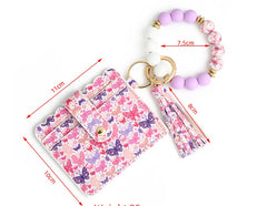 Love Polyurethane Card Holder Silica Gel Key Chain Silicone Beads Bracelet Women's Wallet