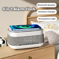 Smart Alarm Clock: Speaker, Wireless Charger, Night Light