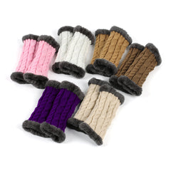 Twist-Knit Winter Fingerless Fleece Gloves