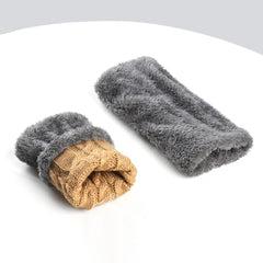 Twist-Knit Winter Fingerless Fleece Gloves