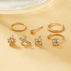 Cross Sun Lock Earrings Set