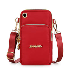 3-Layer Zip Design Phone Shoulder Bag