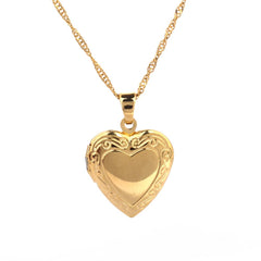 Romantic Heart Locket Necklace, 24K Gold