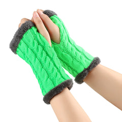 Twist-Knit Winter Fingerless Fleece Gloves