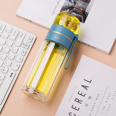 Glass Water Bottle With Tea Infuser Filter Tea Separation Leakproof