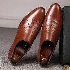 Casual Pointed Toe Shoes Men Leather 