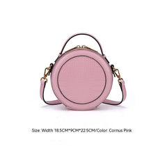 Trendy Patterned Small Round Handbag Leather