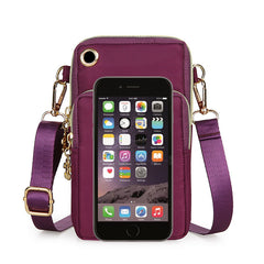 3-Layer Zip Design Phone Shoulder Bag