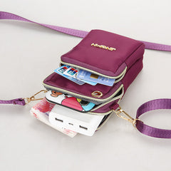 3-Layer Zip Design Phone Shoulder Bag