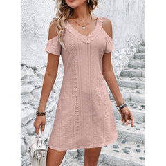 New Off-shoulder Short-Sleeved Dress A-line Dresses Beach Dress For Womens