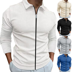 Waffle Style Men's Zipped Lapel Jacket