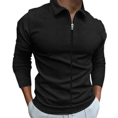 Waffle Style Men's Zipped Lapel Jacket