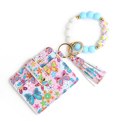 Love Polyurethane Card Holder Silica Gel Key Chain Silicone Beads Bracelet Women's Wallet