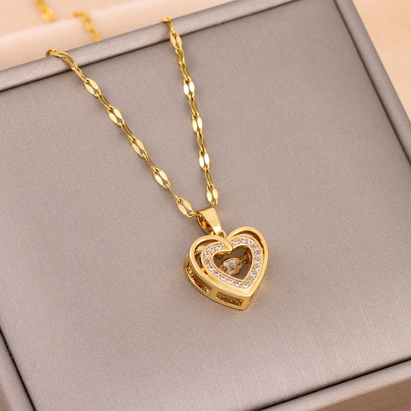 Double-layer Love Pendant Titanium Steel Necklace