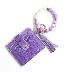 Love Polyurethane Card Holder Silica Gel Key Chain Silicone Beads Bracelet Women's Wallet