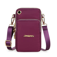 3-Layer Zip Design Phone Shoulder Bag