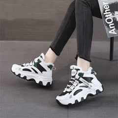 Fashion Black White Lace-up Sneakers Winter