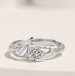 A Pair Of Thorn Rose Couple Rings 925 Silver