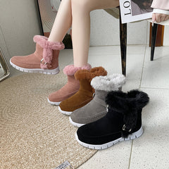 Warm Buckle Design Snow Boots