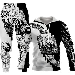  Wolf Print Men's Hooded Tracksuit