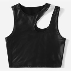 Patent Leather Irregular Shoulder Vest