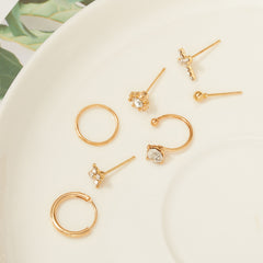 Cross Sun Lock Earrings Set